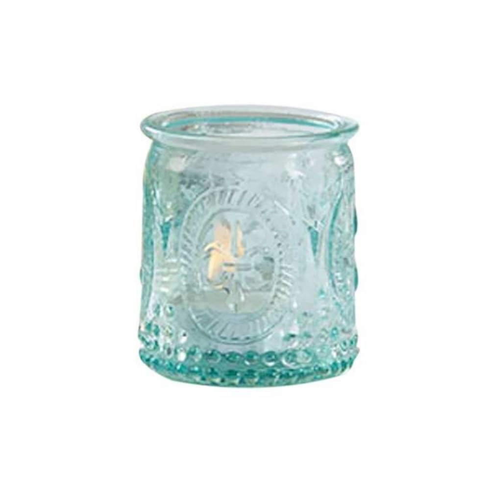 Kate Aspen Vintage Blue Glass Tealight & Votive Candle (2 Sets of 4)